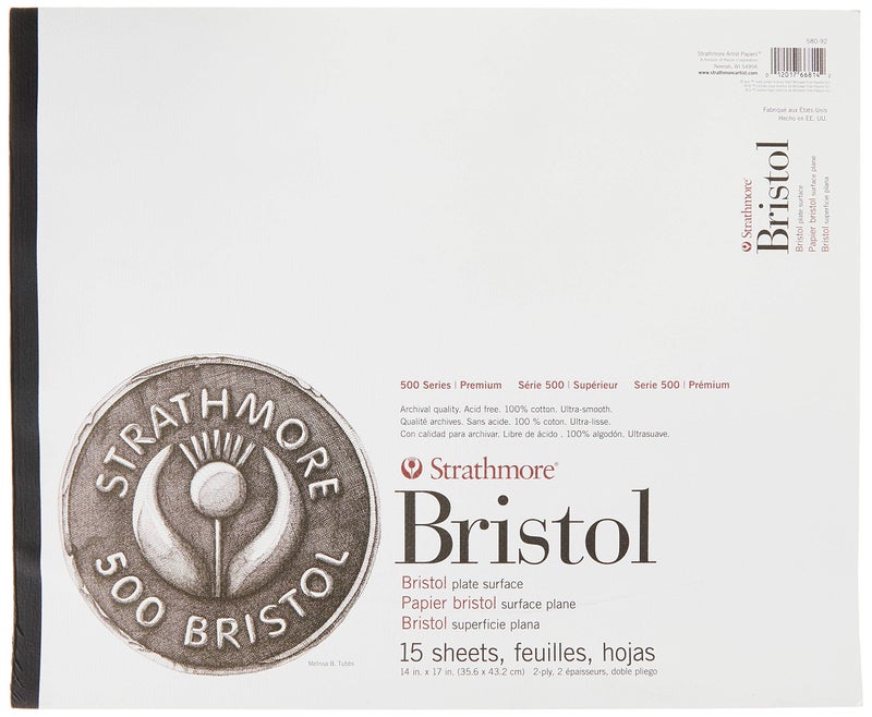 Strathmore (580-92 500 Series Bristol, 2-Ply Plate Surface, 14"x17", 15 Sheets - Image 1